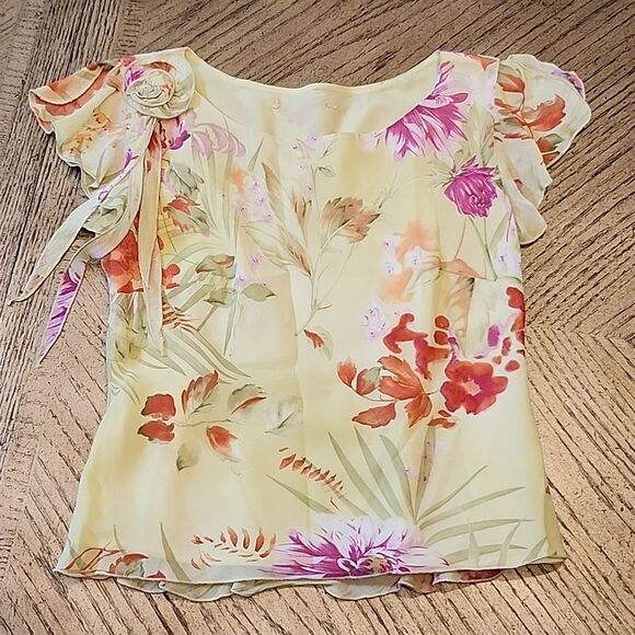 Yellow floral blouse size S - Picture 1 of 8
